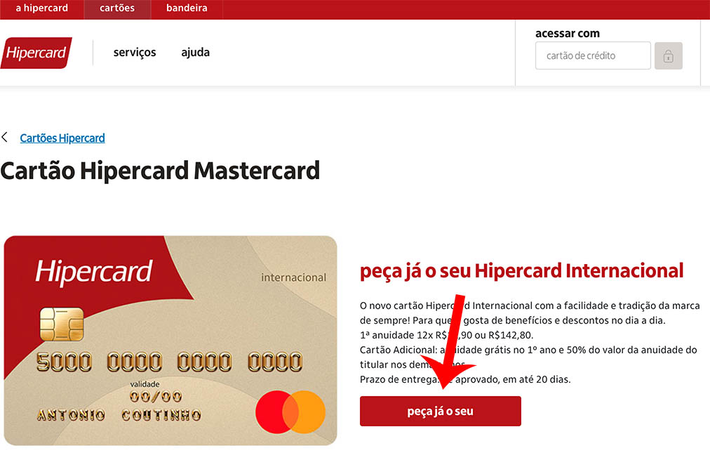 Como Solicitar cartão hipercard passo a passo