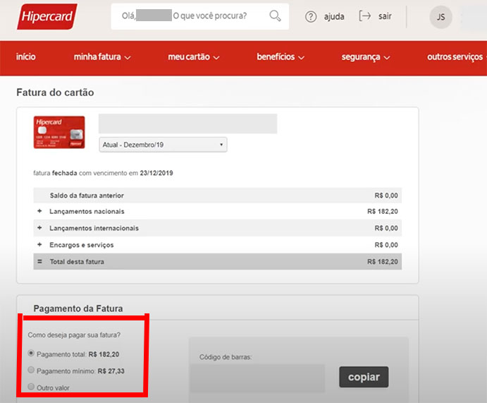 como emitir 2ª via fatura hipercard site passo a passo