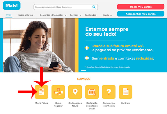 como emitir 2ª via da fatura cartão mais pelo site