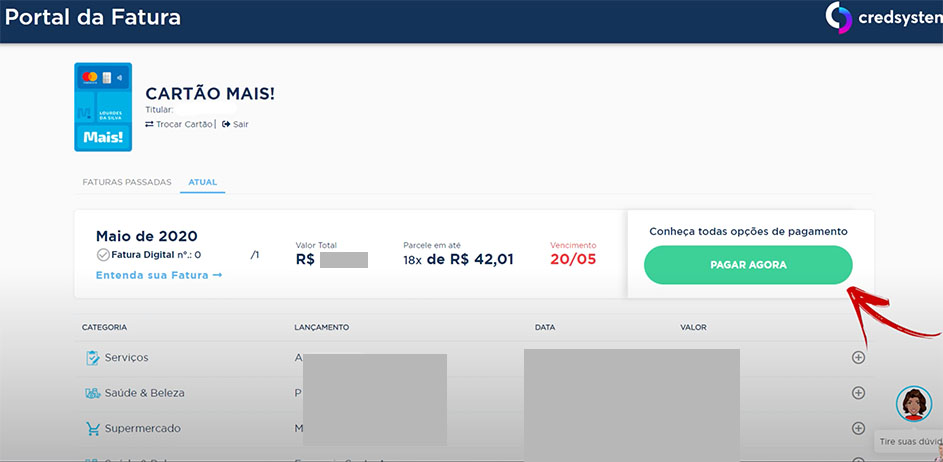 como emitir 2ª via da fatura cartão mais pelo site