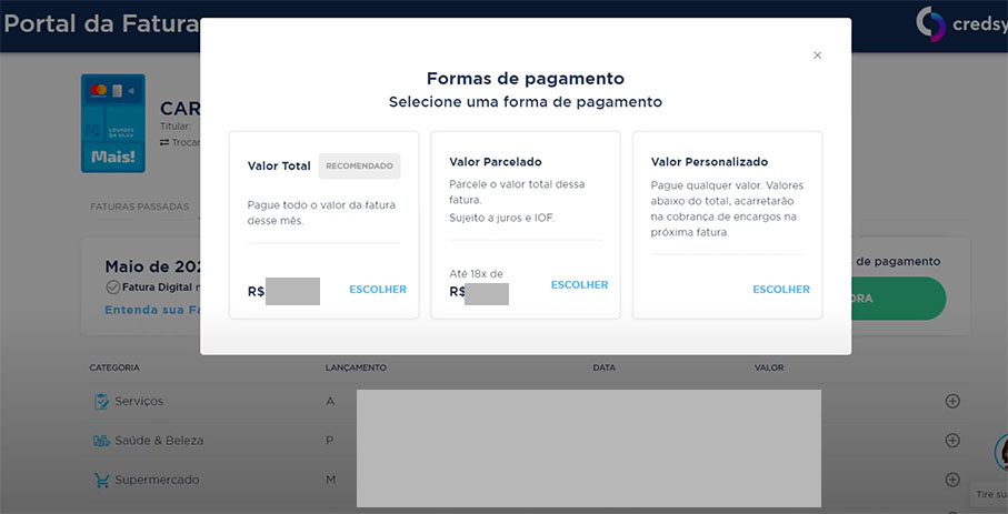 como emitir 2ª via da fatura cartão mais pelo site