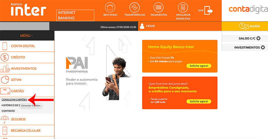 como solicitar cartão inter