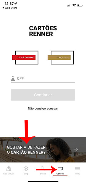 como solicitar cartão renner pelo aplicativo