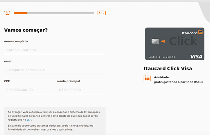 Cartão de crédito Itaú como solicitar preencher a proposta
