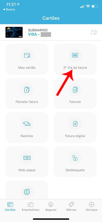 como emitir 2ª via cartão submarino pelo app cetelem