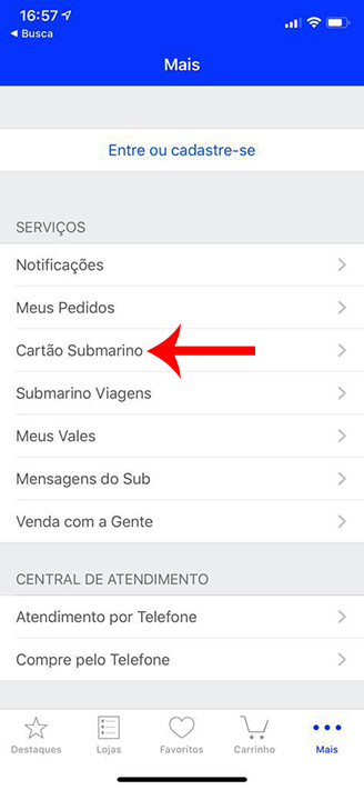 como fazer cartão submarino pelo aplicativo