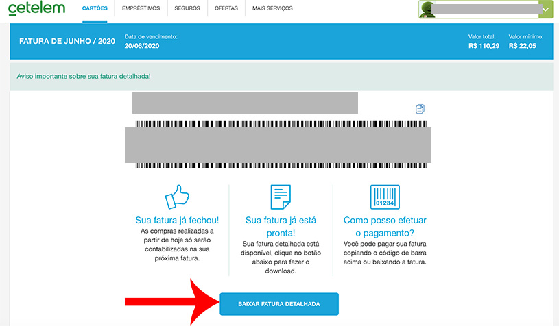 como gerar 2ª via fatura cartão submarino pelo site cetelem