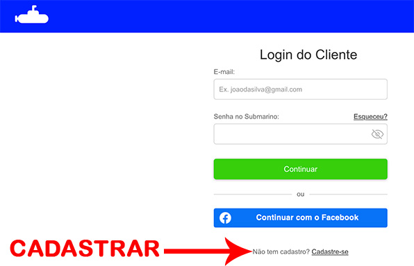como solicitar cartão submarino pelo site